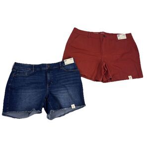 a.n.a Mid Rise Shorts Lot Size 18W Denim Frayed & Rust Orange NWT Summer